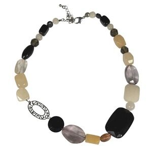 Lia Sophia Interplay Necklace Chic Statement Beaded Silver Tone Clasp‎